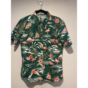 SSLR Collection Womens  Size‎ Large Button Up Hawaiian Shirt Tropical Flamingos